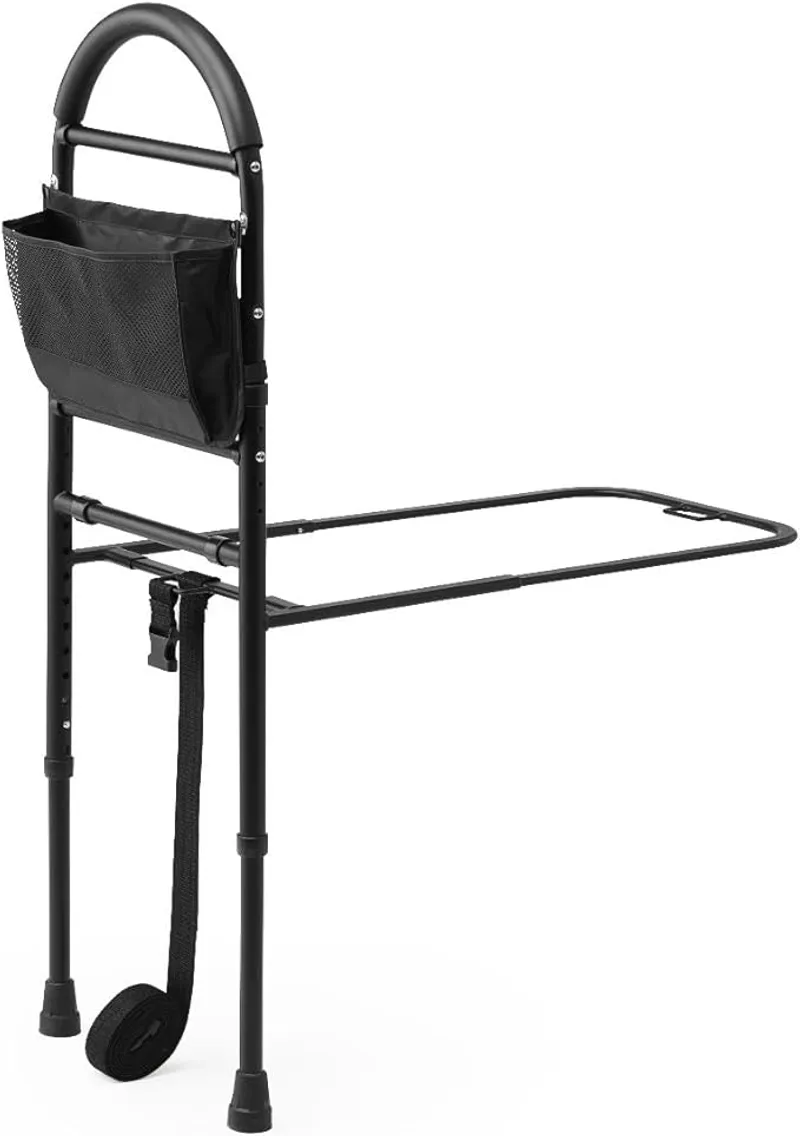 Medline Bed Assist Bar with Storage Pocket, Height Adjustable Bed Rail for Elderly Adults, Assistance for Getting In and Out of Bed at Home - Main Image