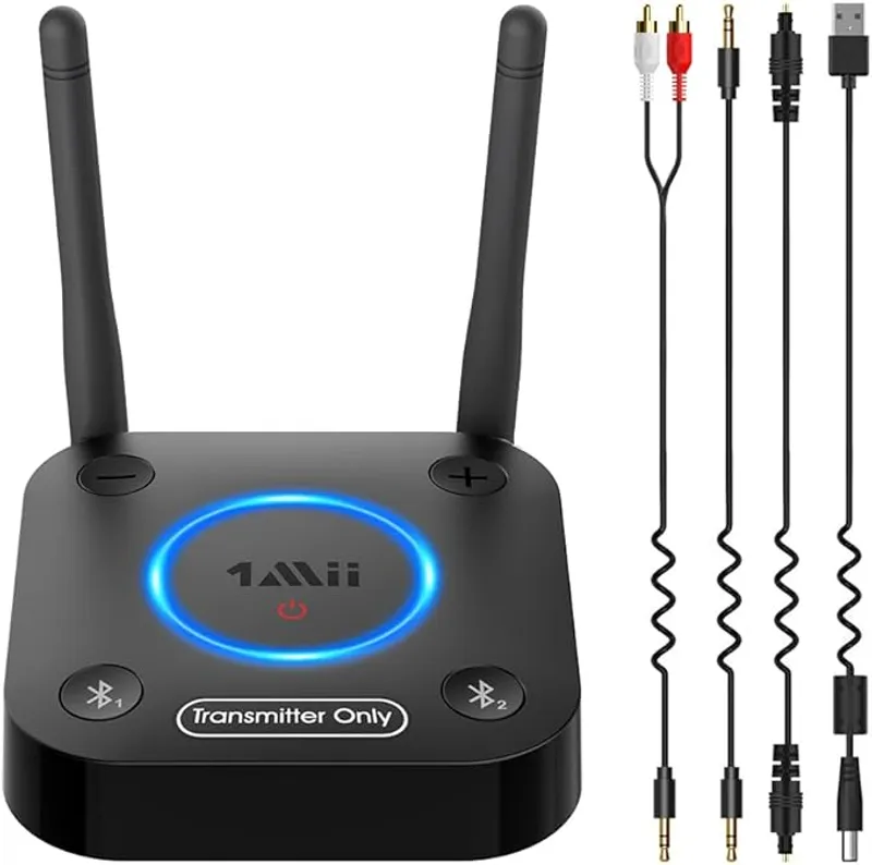1Mii B06TX Bluetooth 5.2 Transmitter for TV to Wireless Headphone/Speaker - Upgrade Non-Smart/Non-Bluetooth TVs - Main Image