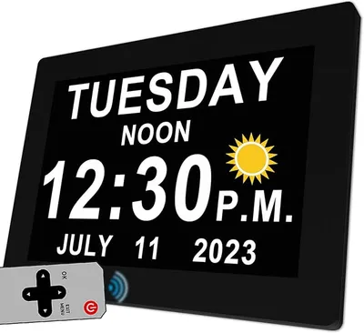 MASSII 19 Alarms Digital Talking Clock with Loud Voice Time Date, Auto DST, 20 Custom Reminders, 10-Level Dimmer, Sleep Trainer, Speaking Day Date Calendar Clock for Seniors Dementia- with Remote - Main Image