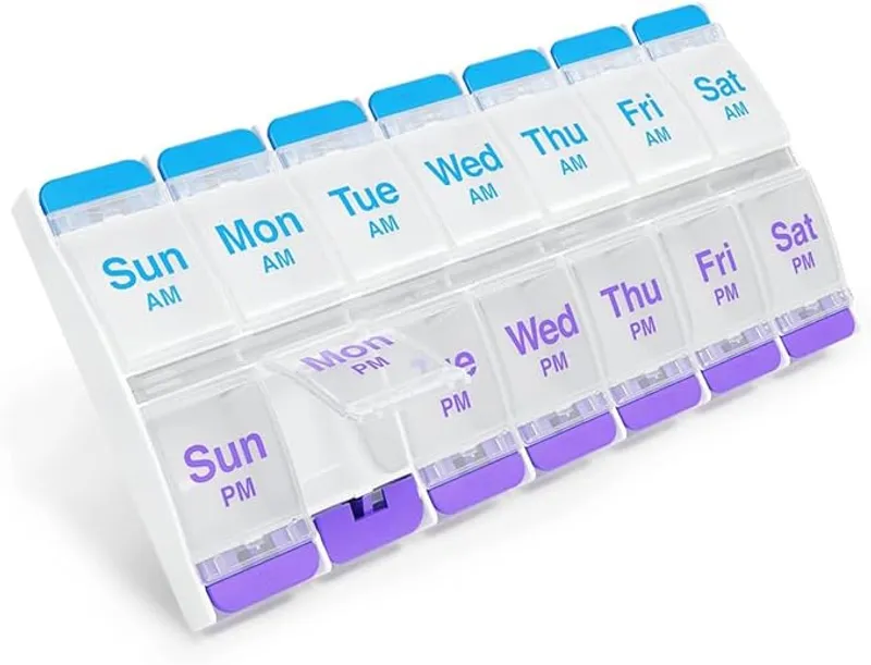 EZY DOSE Push Button (7-Day) Pill Case, Medicine Planner, Daily Vitamin Organizer - Main Image