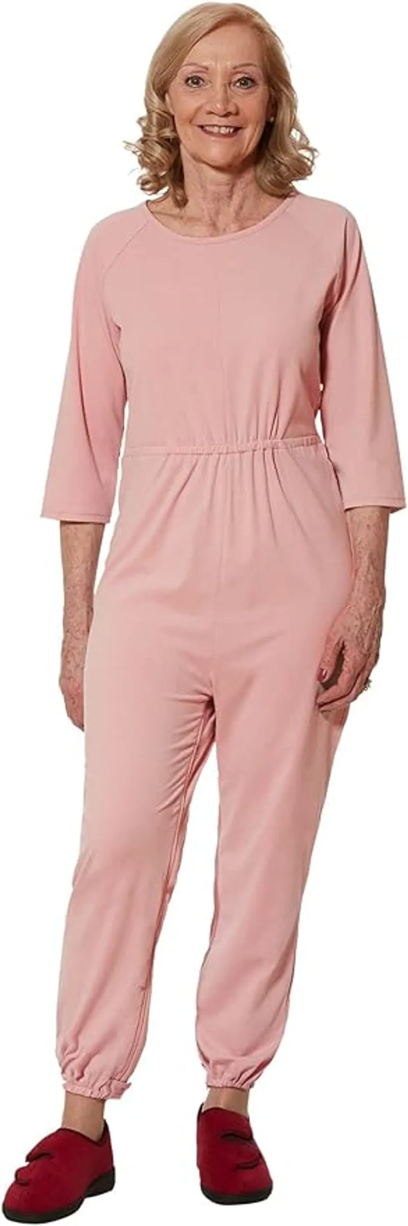 Ovidis Dementia Clothes - Alzheimers Anti-Strip Jumpsuit with Back-Zipper for Elderly Women - Carrie Pink M - Main Image