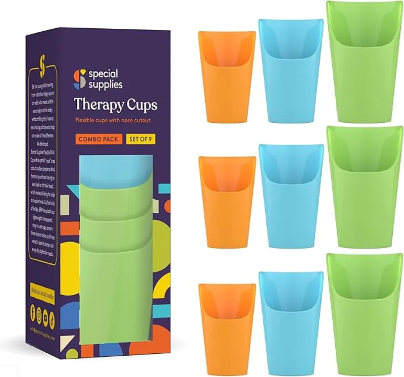 Special Supplies Combo Pack of 9 Flexible Drinking Cups with Nose Mold Cutout for Physical Therapy, Recovery, and Rehabilitation - Main Image