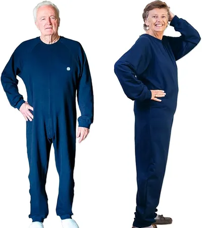 Premium Unisex Cotton Anti-Strip Incontinence Onesie/Jumpsuit Clothing for Alzheimer's and Dementia - Main Image