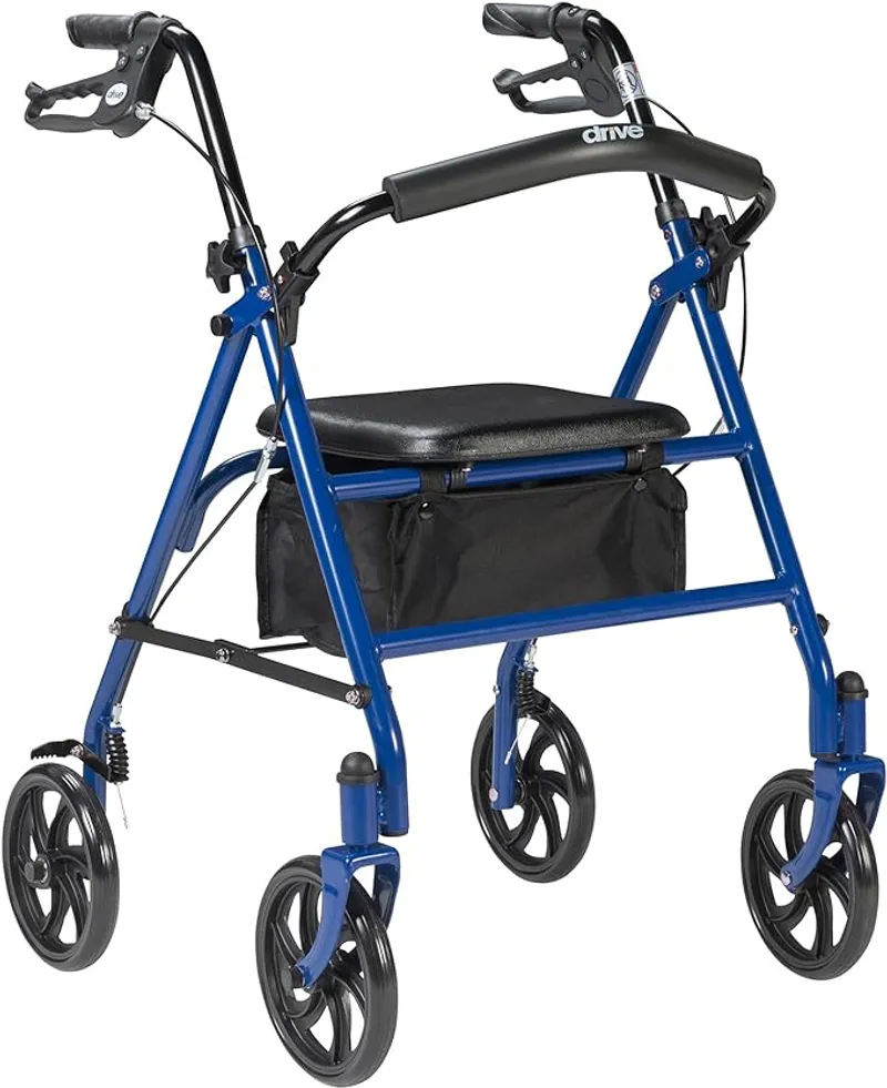Drive Medical 10257BL-1 4 Wheel Rollator Walker With Seat - Essential Mobility Aid for Seniors - Main Image