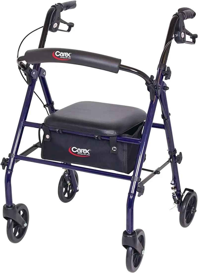 Carex Steel Rollator Walker with Seat and Wheels - Perfect for Everyday Use - Main Image