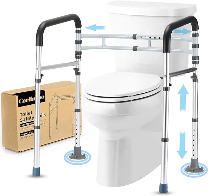 Toilet Safety Rail - Adjustable Detachable Medical Safety Frame for Elderly & Handicap, Heavy Duty Handles, Fits Most Toilets - Main Image